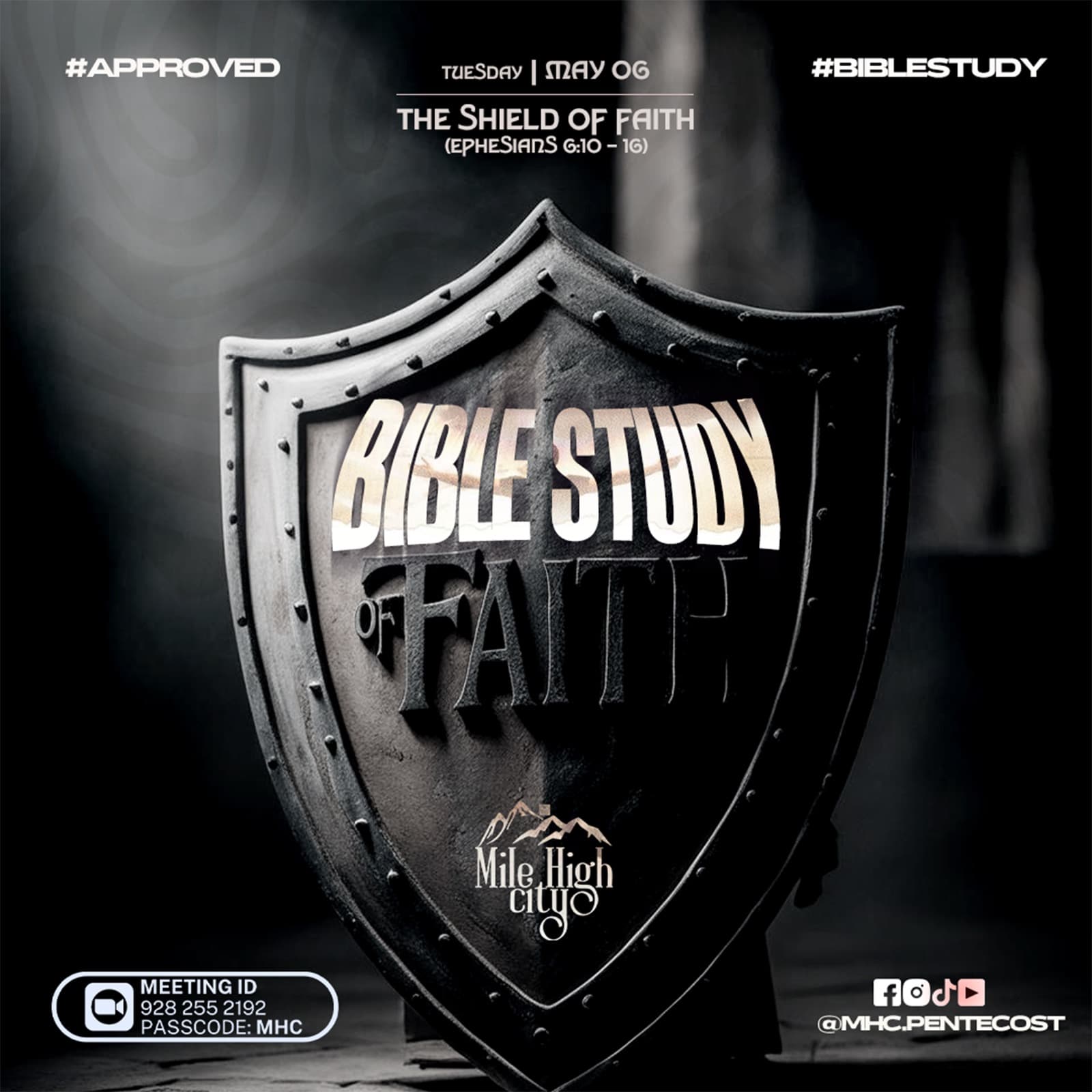 May 6, 2025 Bible study flyer - The Shield of Faith