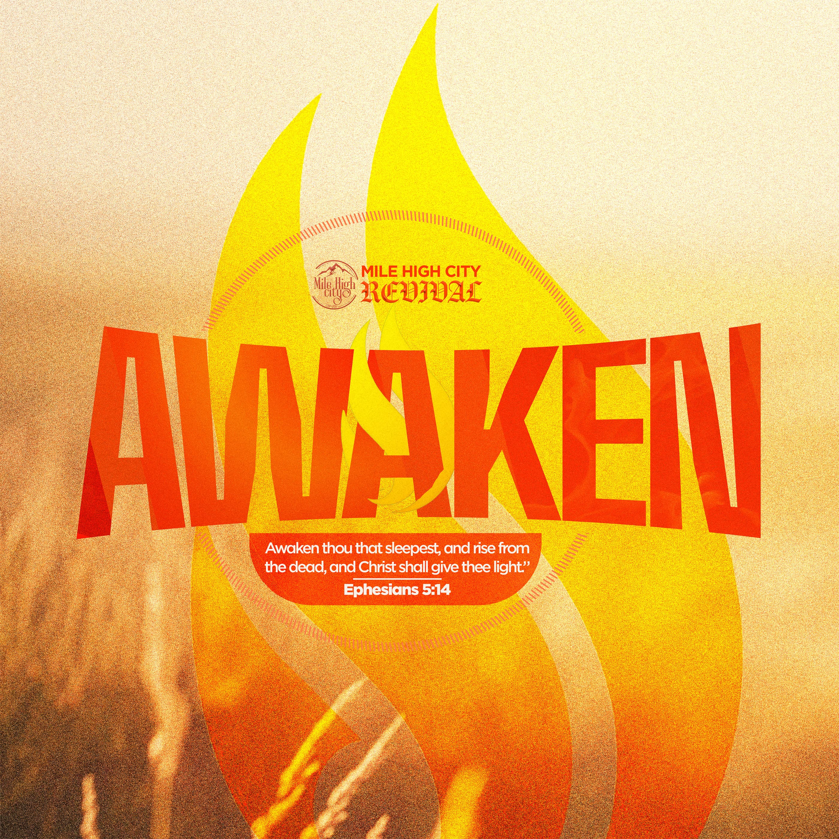 Awaken revival invitation artwork showing young people preparing for revival
