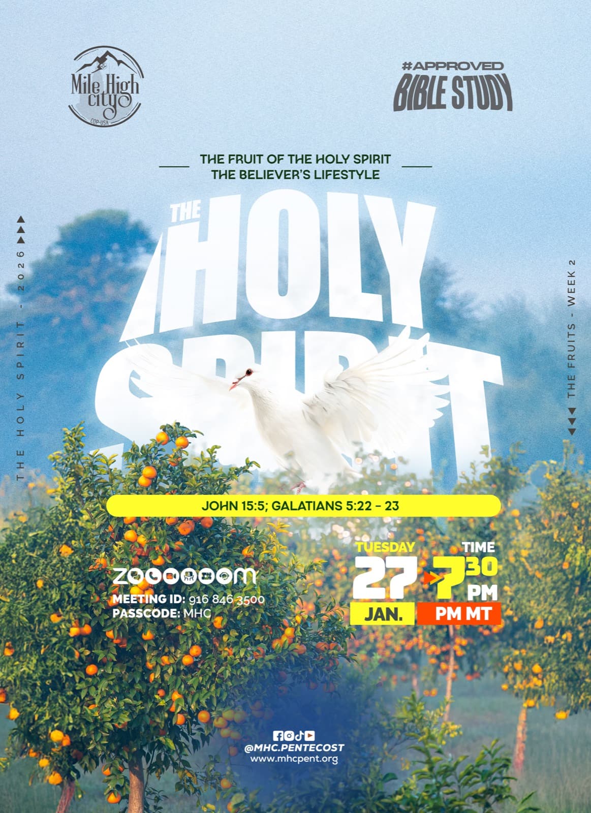 January 27, 2026 Bible study flyer - The Fruit of the Holy Spirit: The Believer's Lifestyle