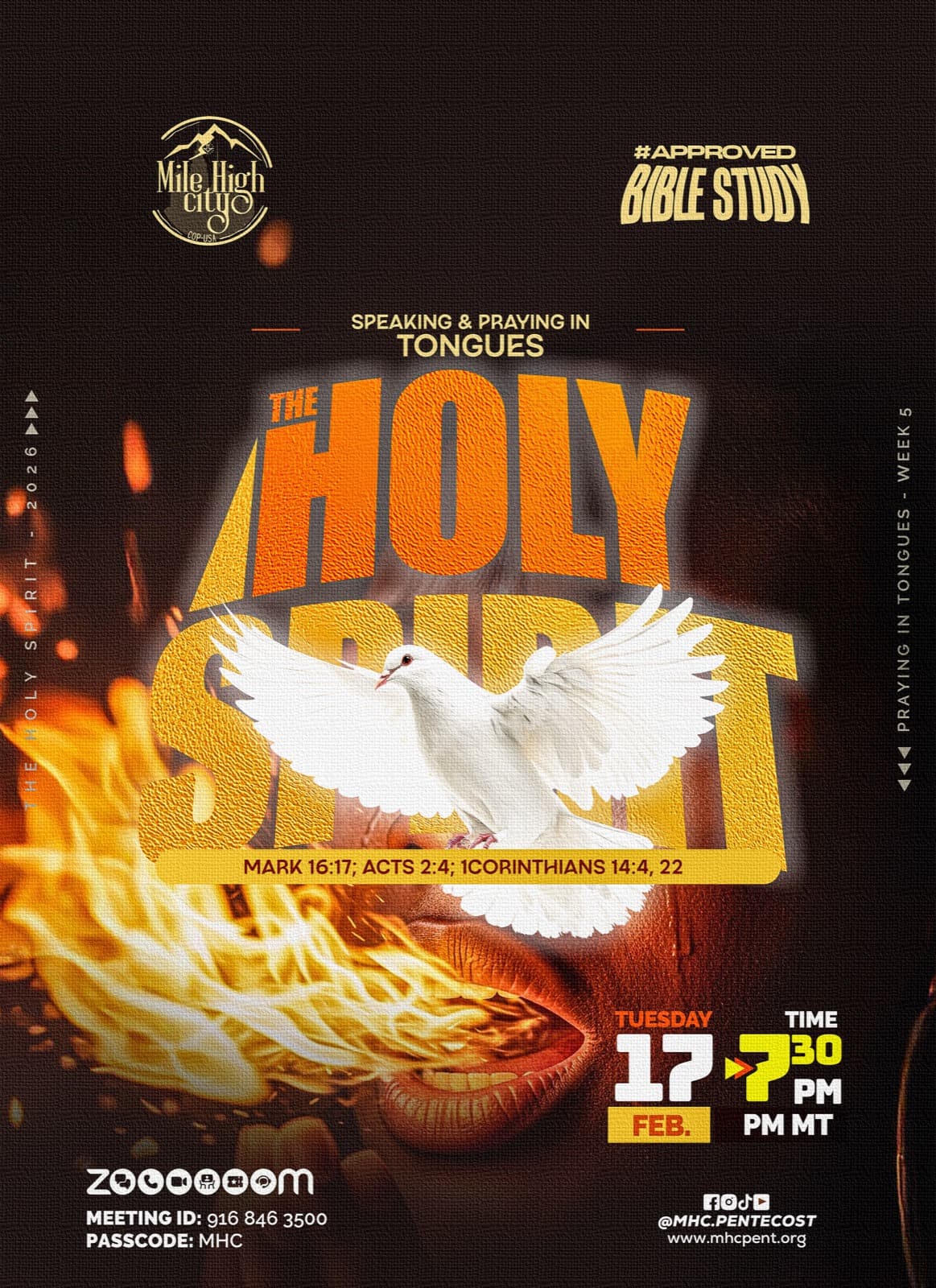 February 17, 2026 Bible study flyer - Speaking and Praying in Tongues