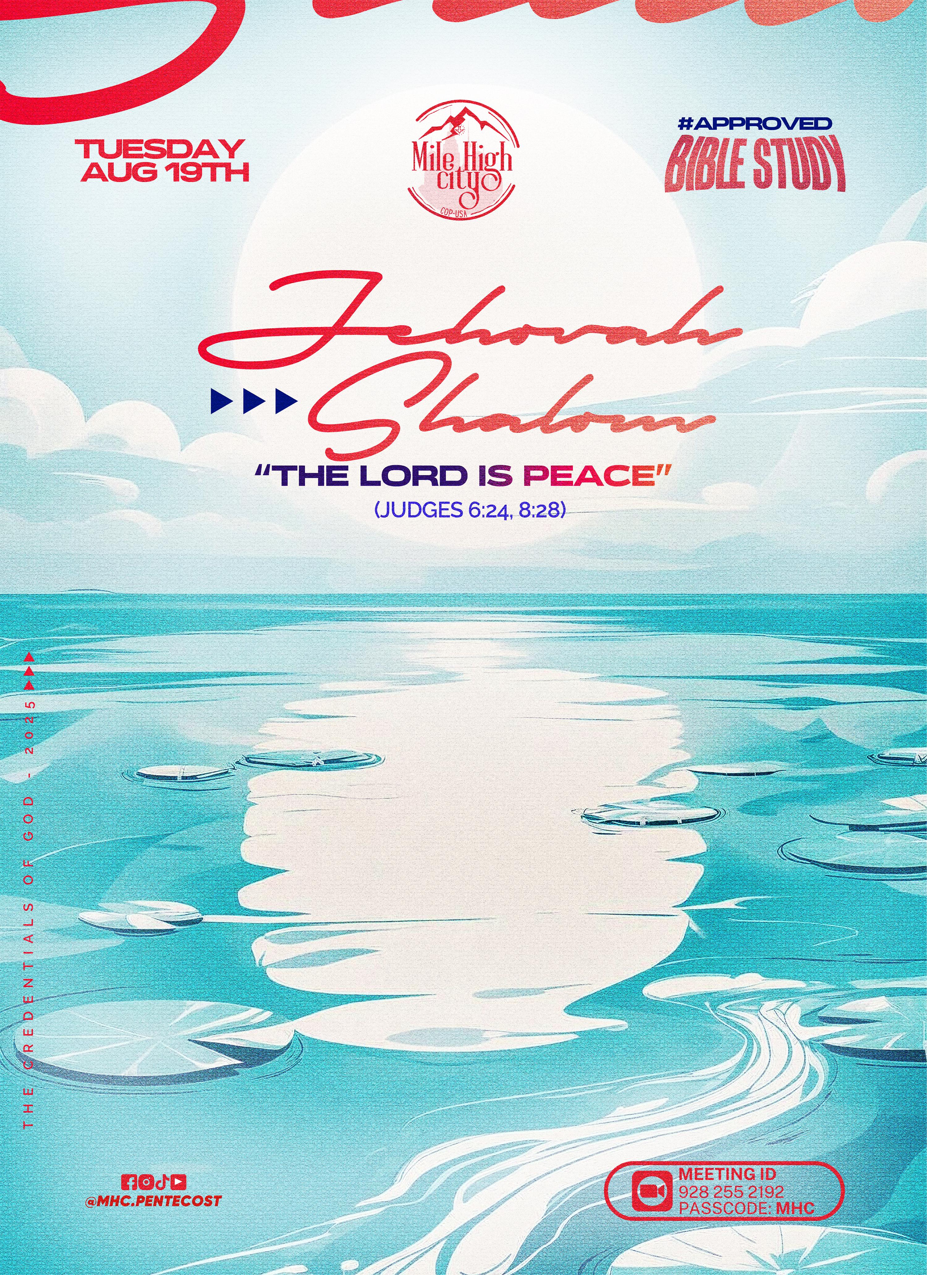 August 19, 2025 Bible study flyer - Jehovah Shalom: The Lord Is Peace