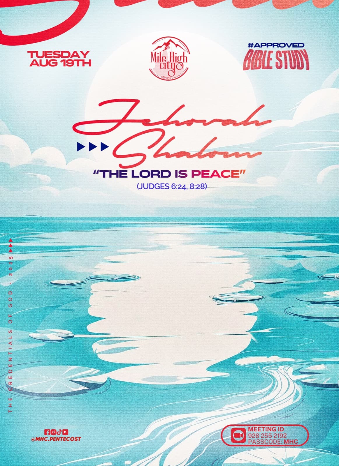 August 19, 2025 Bible study flyer - Jehovah Shalom: The Lord Is Peace