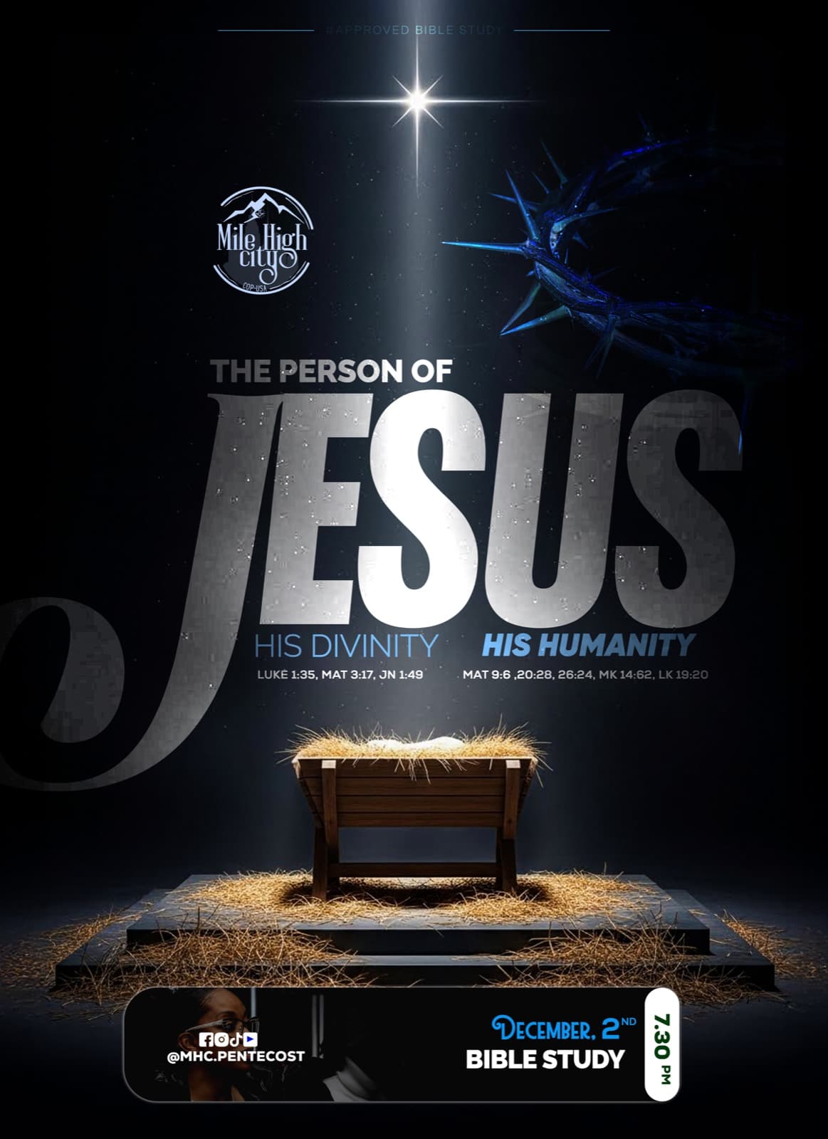 December 2, 2025 Bible study flyer - The Person of Jesus: His Divinity and His Humanity