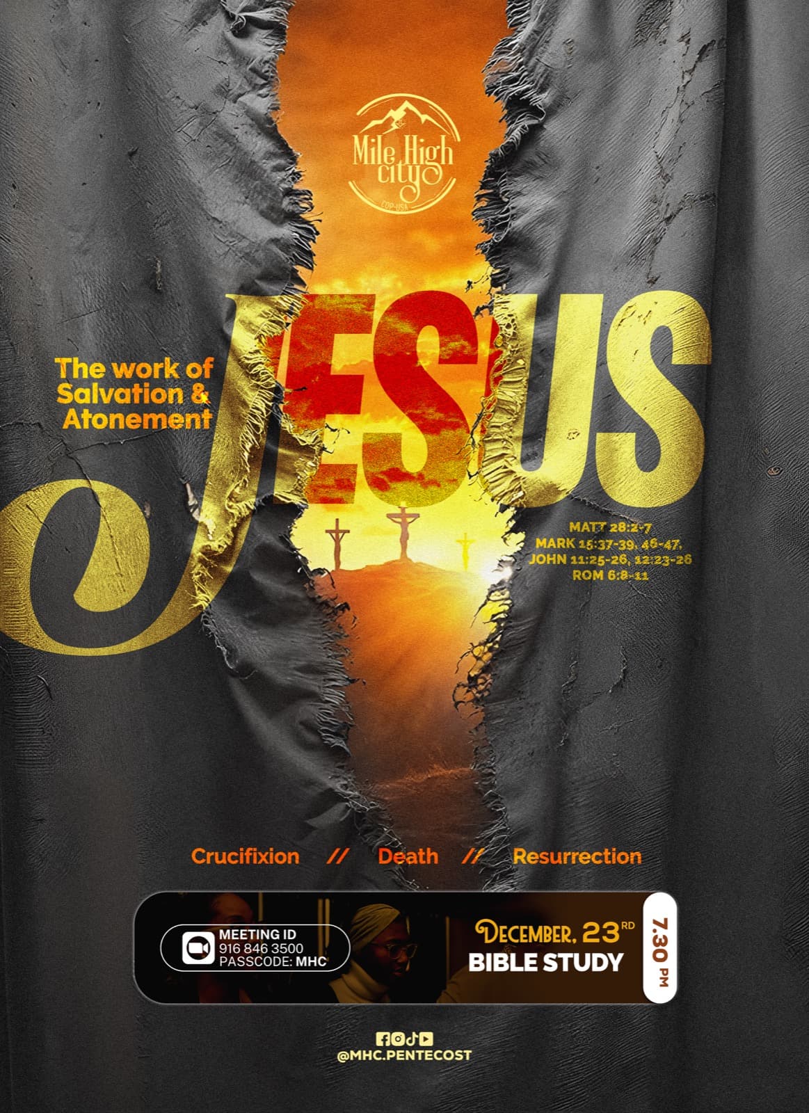 December 23, 2025 Bible study flyer - The Work of Salvation and Atonement