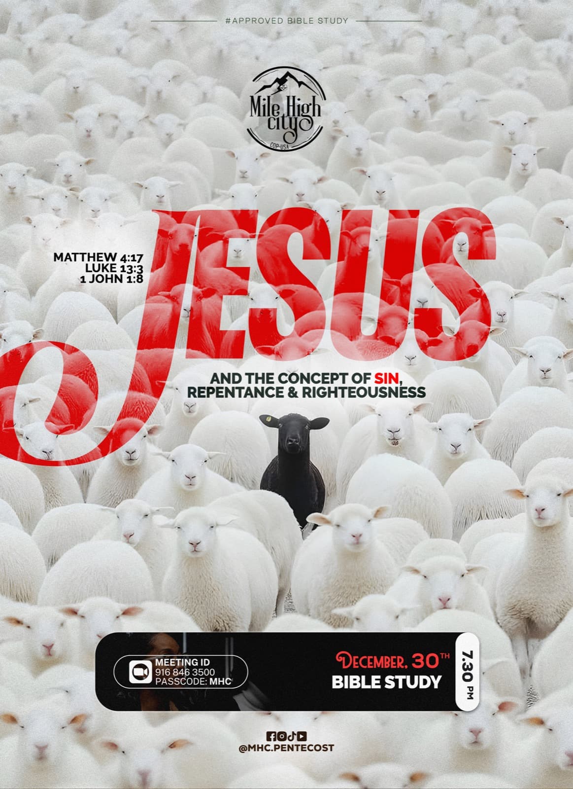 December 30, 2025 Bible study flyer - Jesus and the Concept of Sin, Repentance, and Righteousness