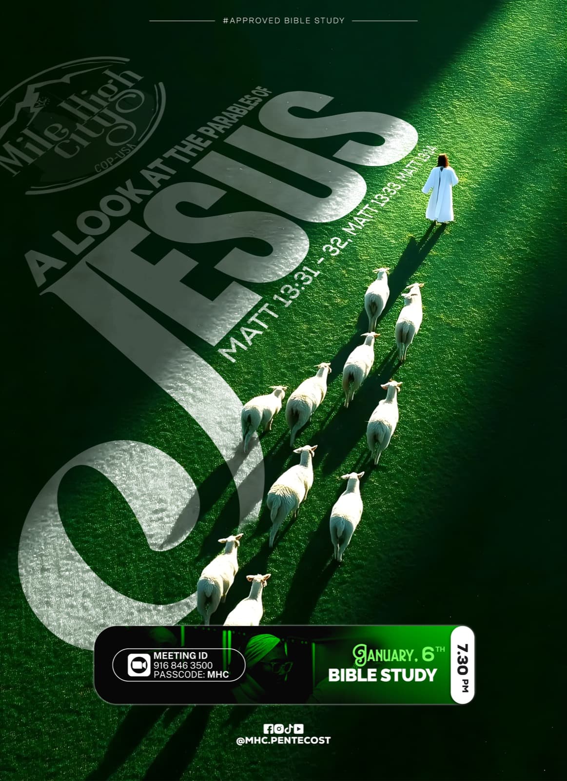 January 6, 2026 Bible study flyer - A Look at the Parables of Jesus