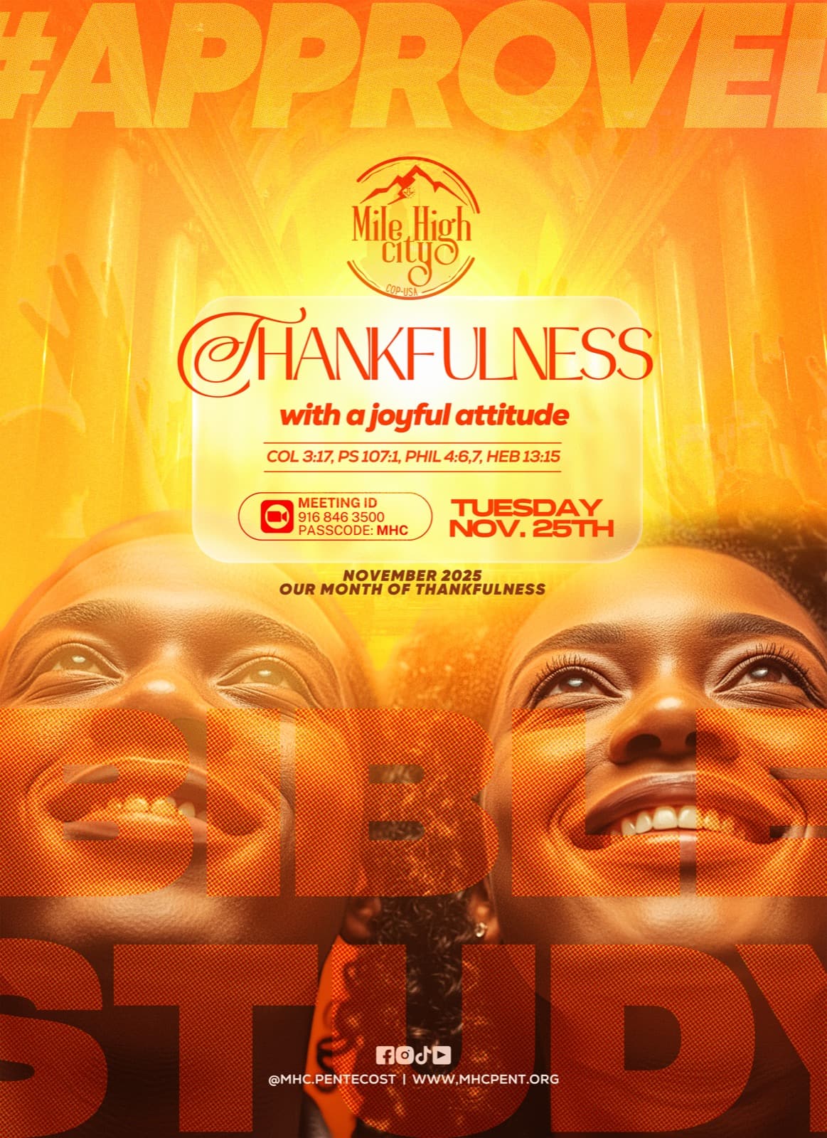 November 25, 2025 Bible study flyer - Thankfulness With a Joyful Attitude