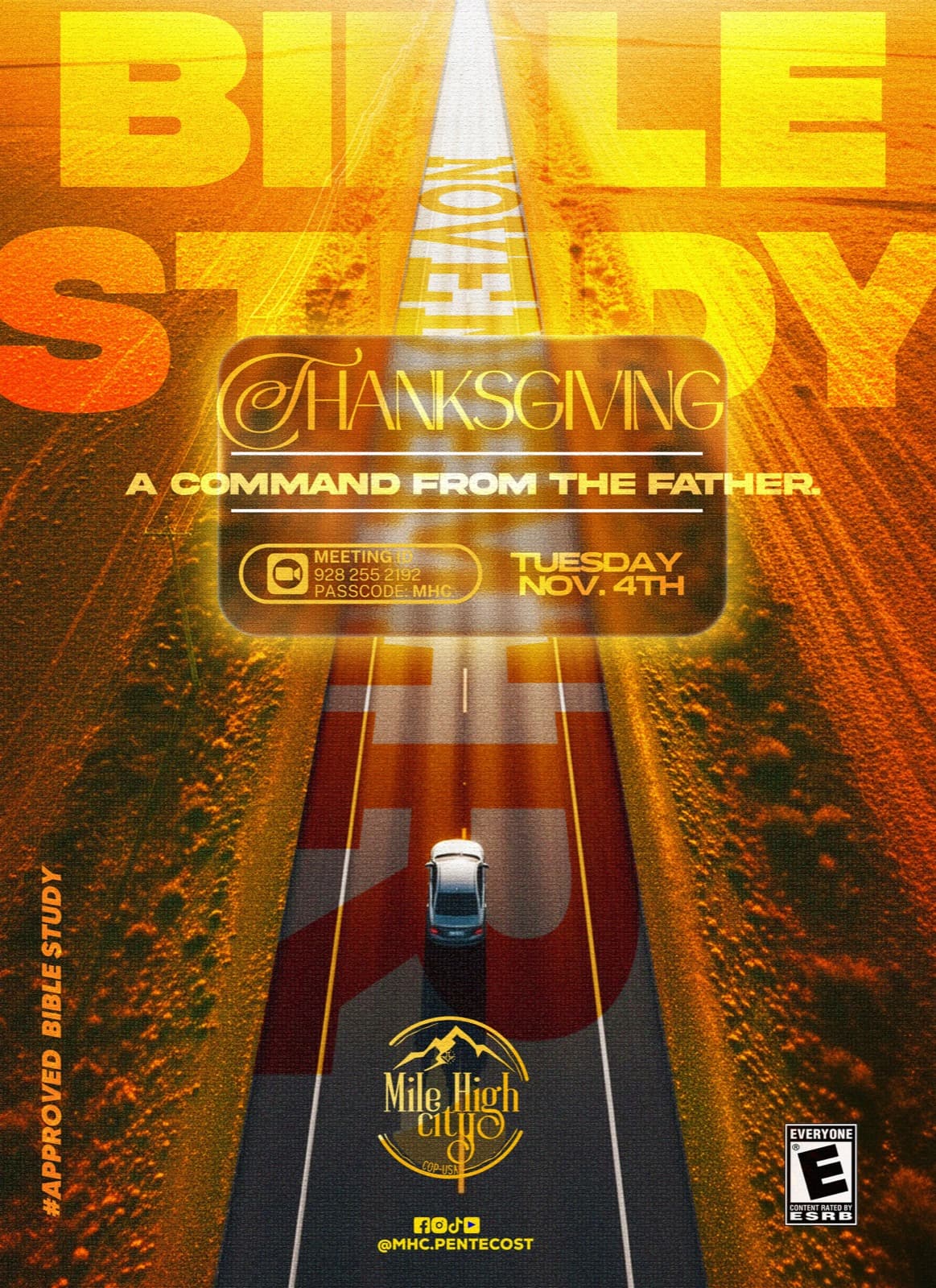 November 4, 2025 Bible study flyer - Thanksgiving: A Command From the Father
