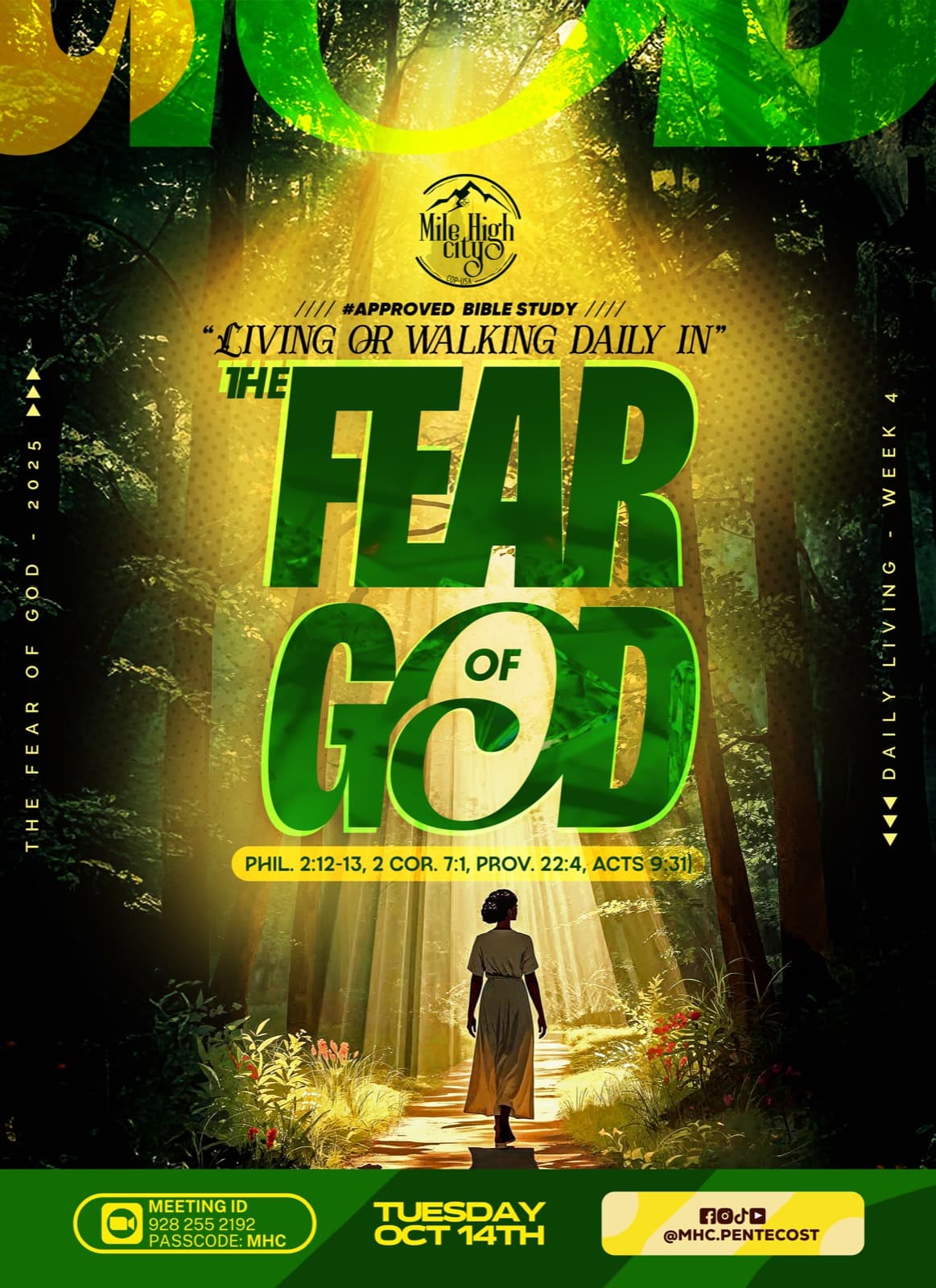 October 14, 2025 Bible study flyer - Living or Walking Daily in the Fear of God