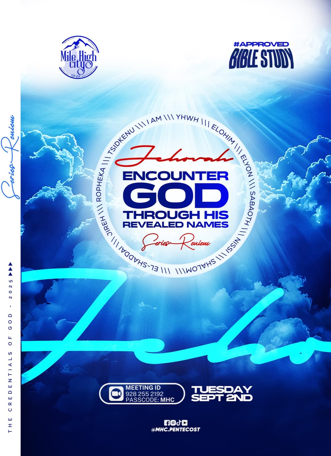 September 2, 2025 Bible study flyer - Encounter God Through His Revealed Names: Series Review
