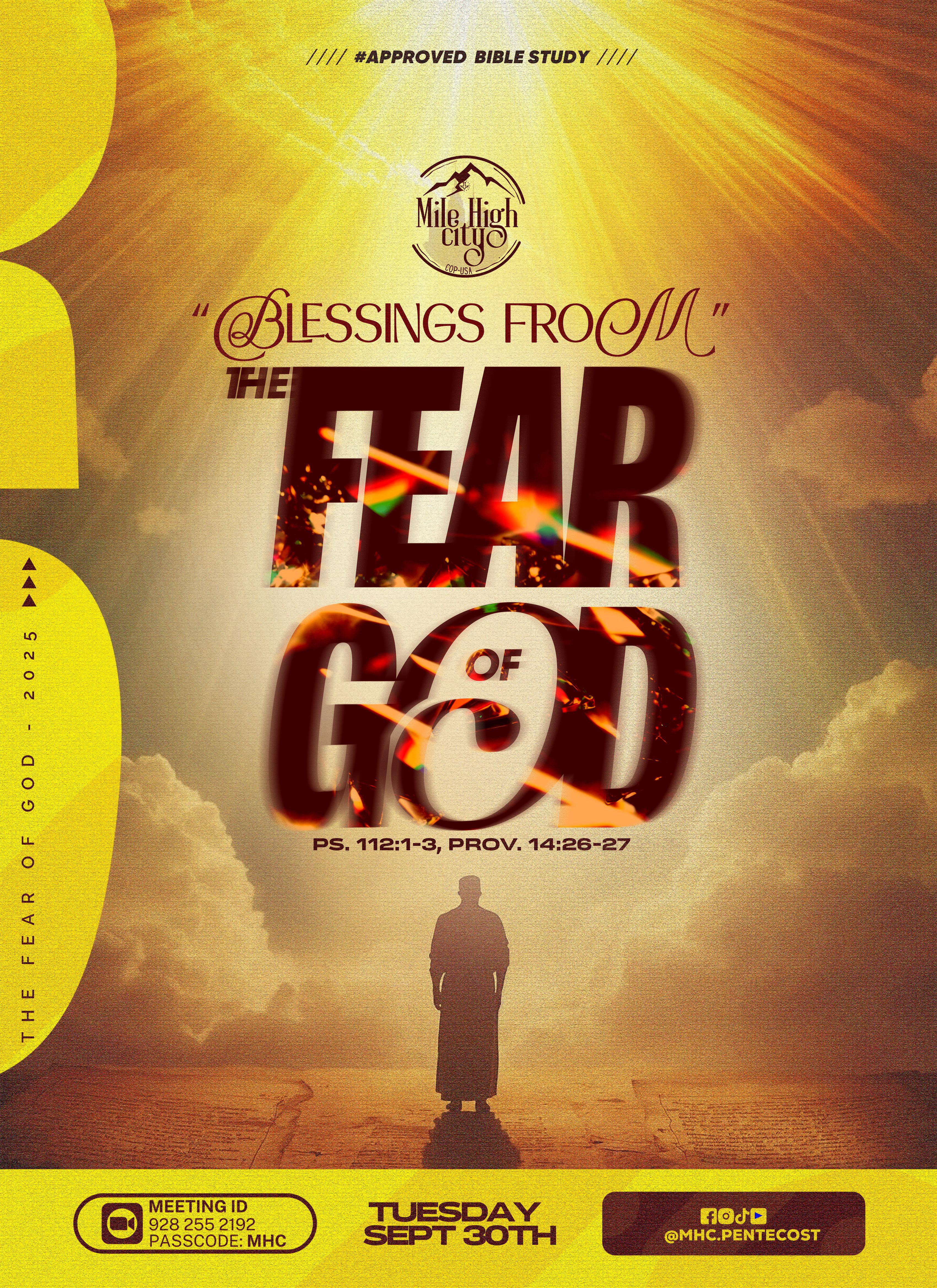 September 30, 2025 Bible study flyer - Blessings From the Fear of God