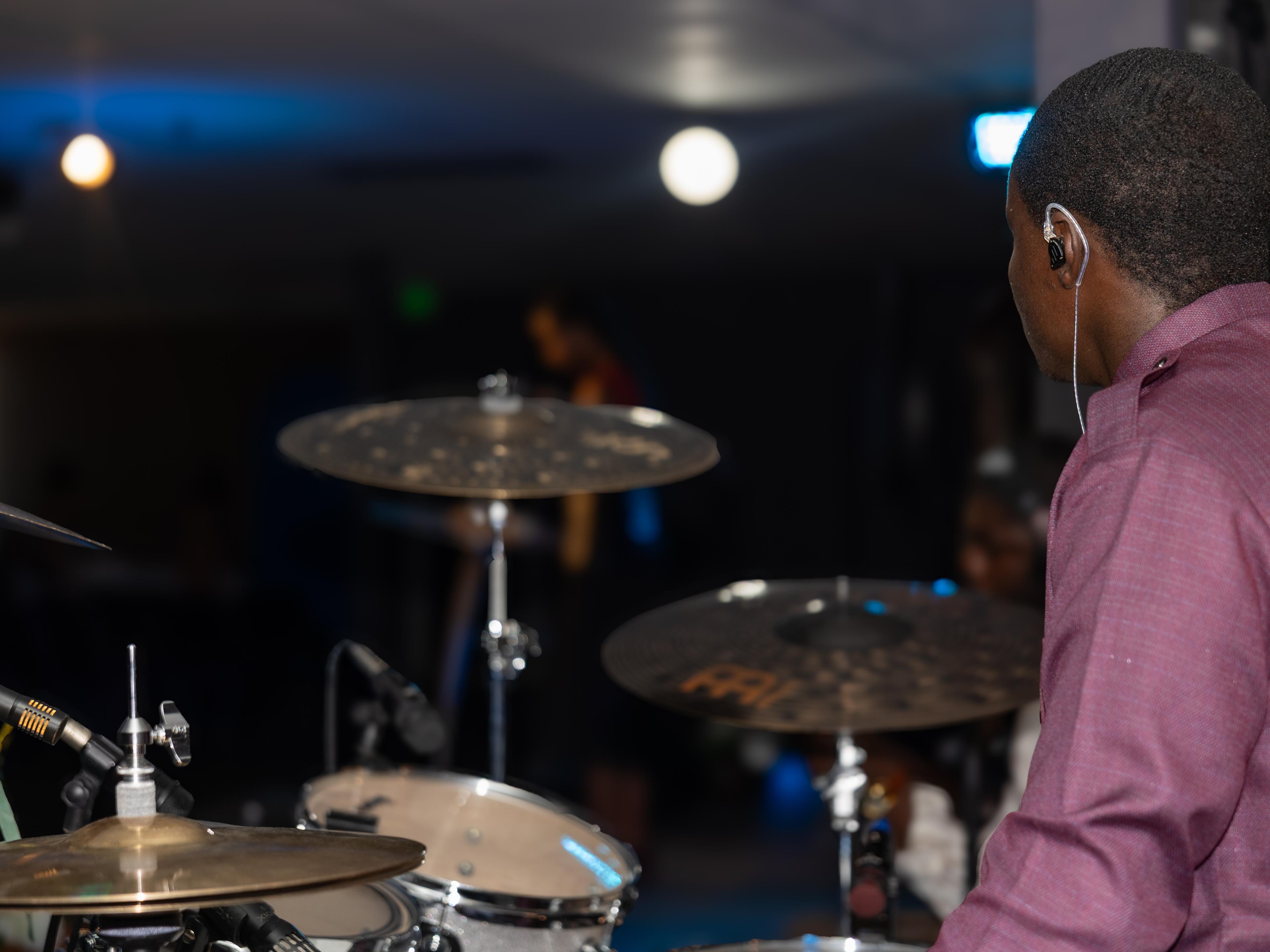 MHC drummer serving in worship